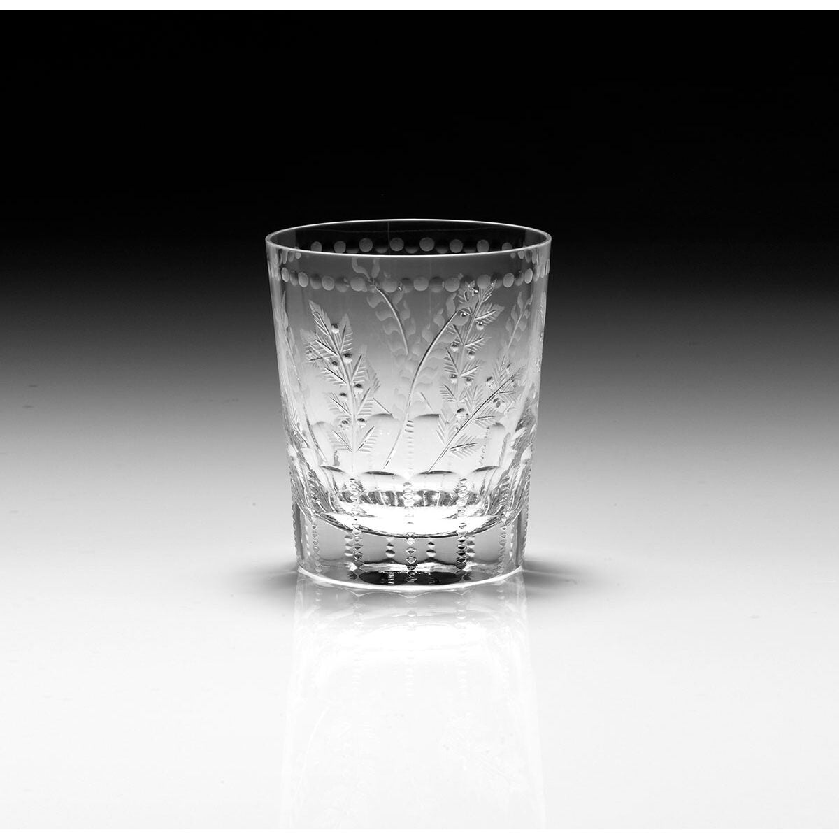 William Yeoward Fern Tumbler Double Old Fashioned, handmade crystal, detail view