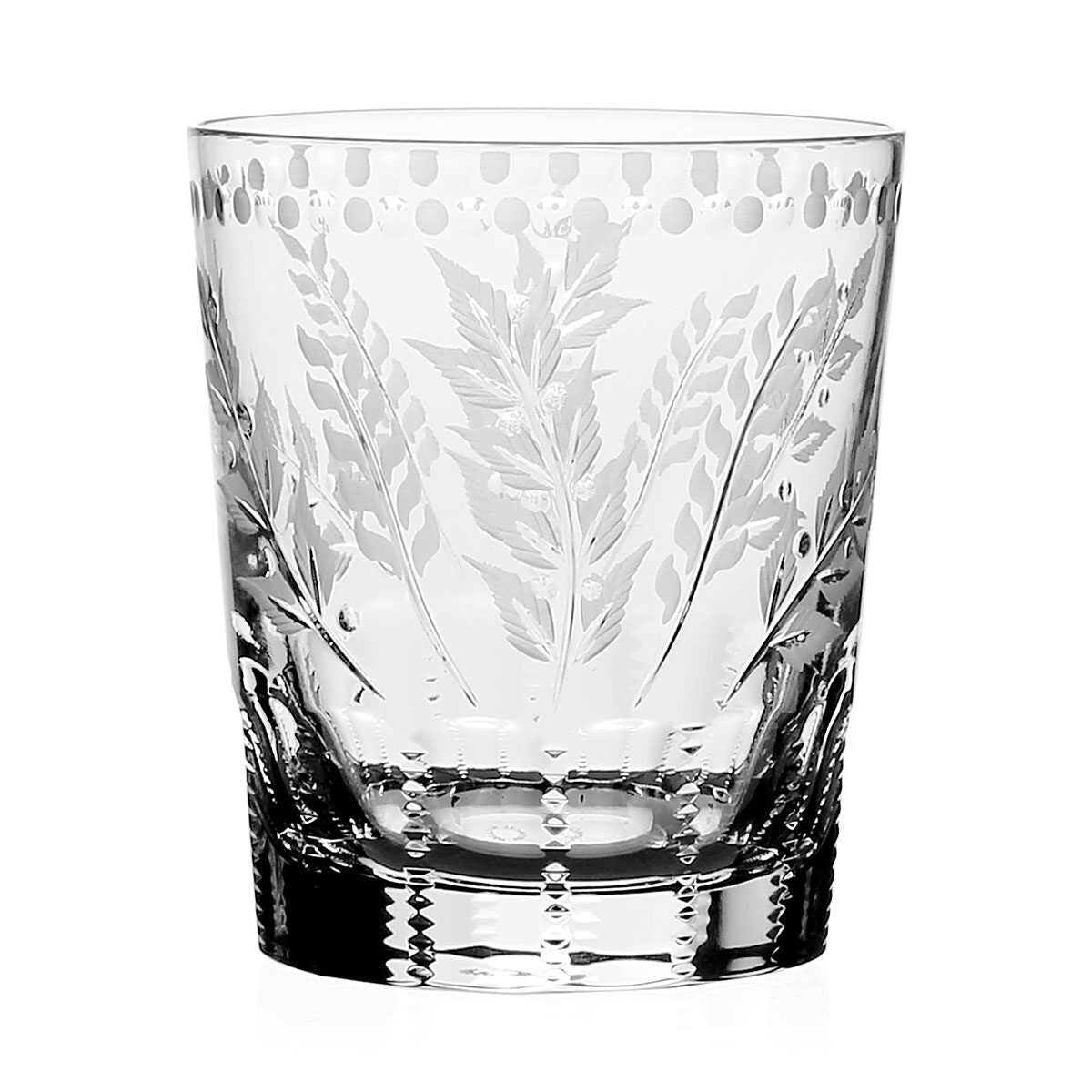 William Yeoward Fern Tumbler Double Old Fashioned, handmade crystal, on a white background