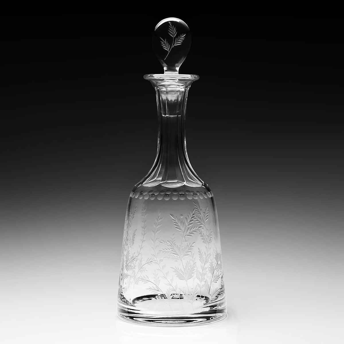 William Yeoward Fern Wine Decanter, handmade crystal, detail view