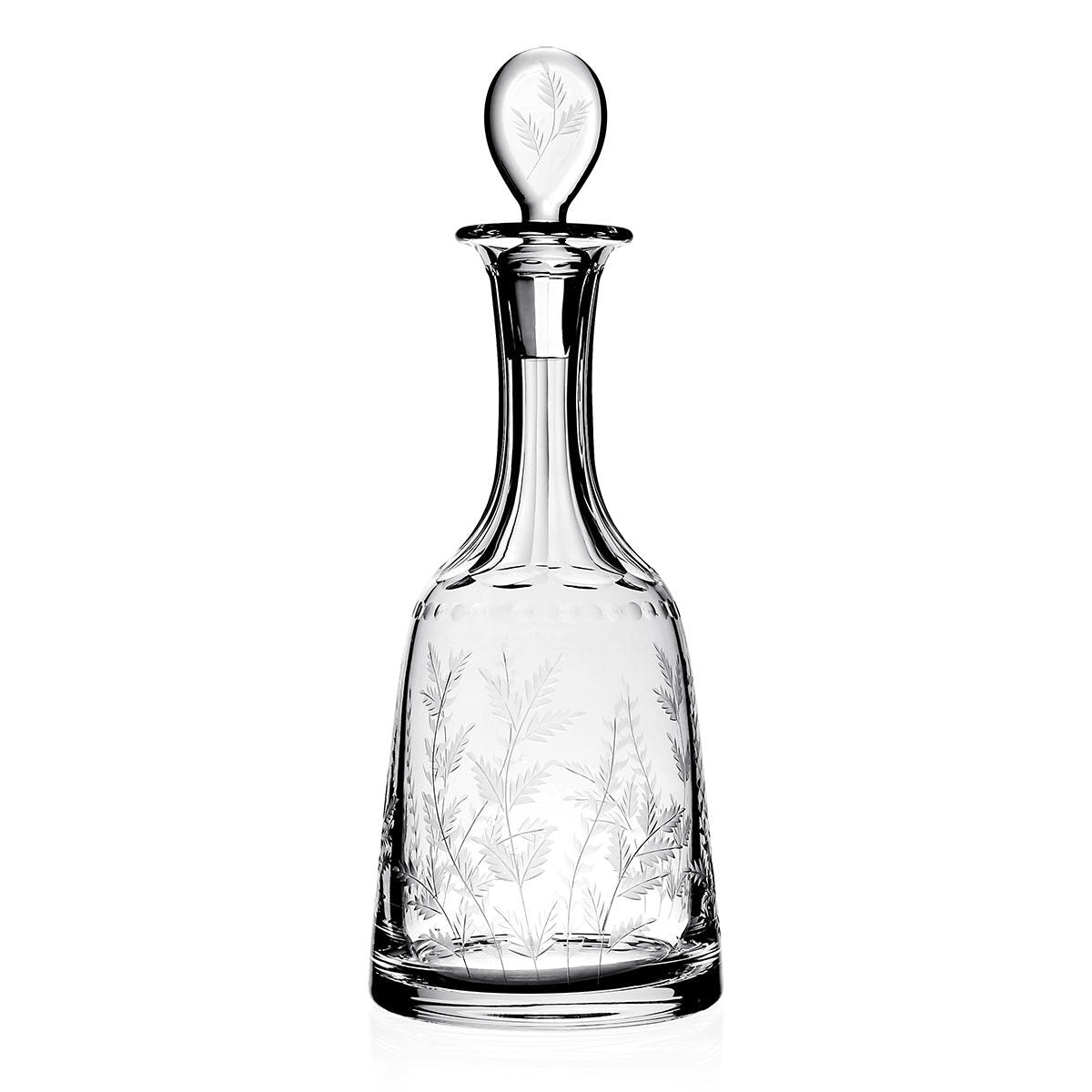 William Yeoward Fern Wine Decanter, handmade crystal, on a white background