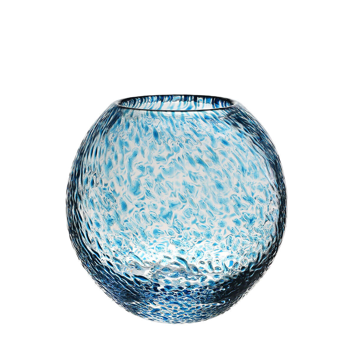 William Yeoward Florence Globe Vase Aqua 6" / 152mm in Aqua, handmade crystal, on a white background