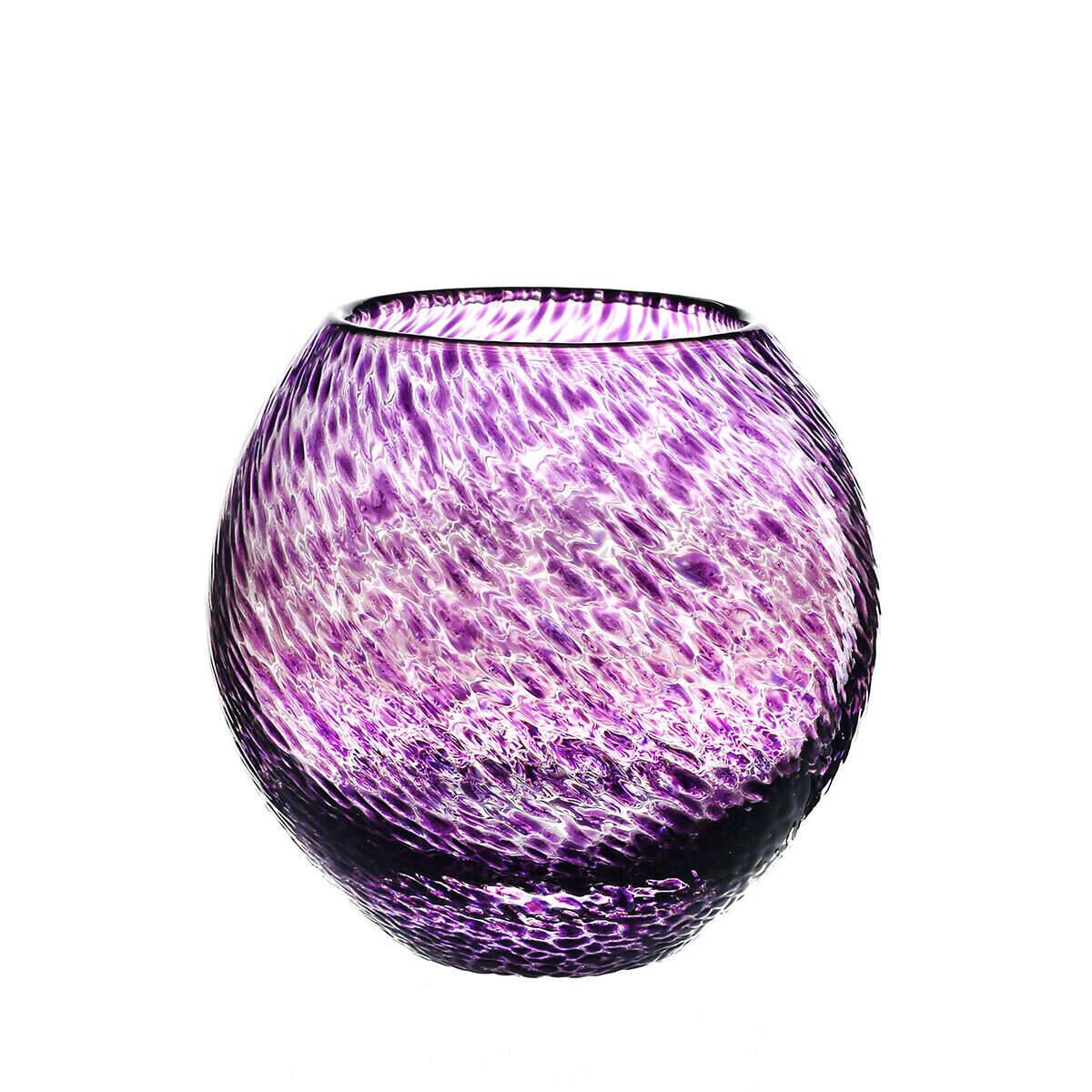 William Yeoward Florence Globe Vase Violet 6" / 152mm in Violet, handmade crystal, on a white background
