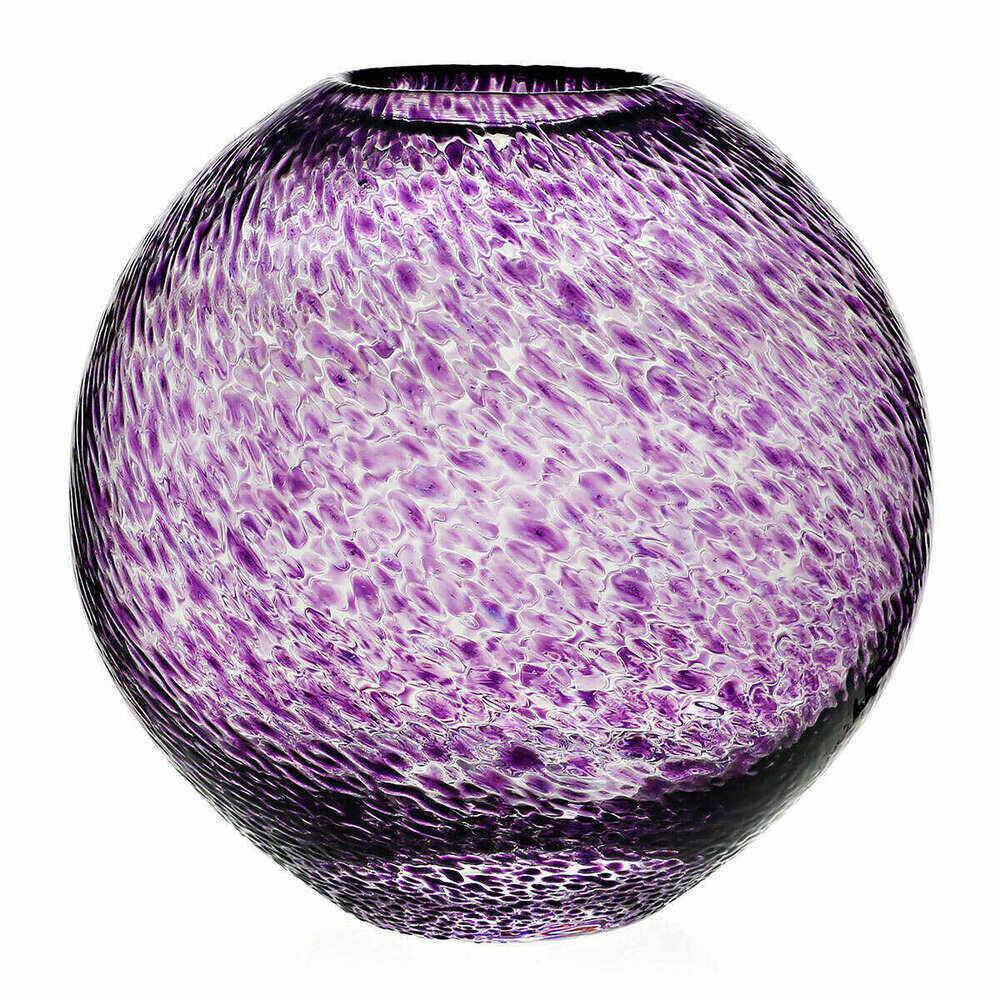 William Yeoward Florence Globe Vase Violet 9" / 228mm in Violet, handmade crystal, on a white background