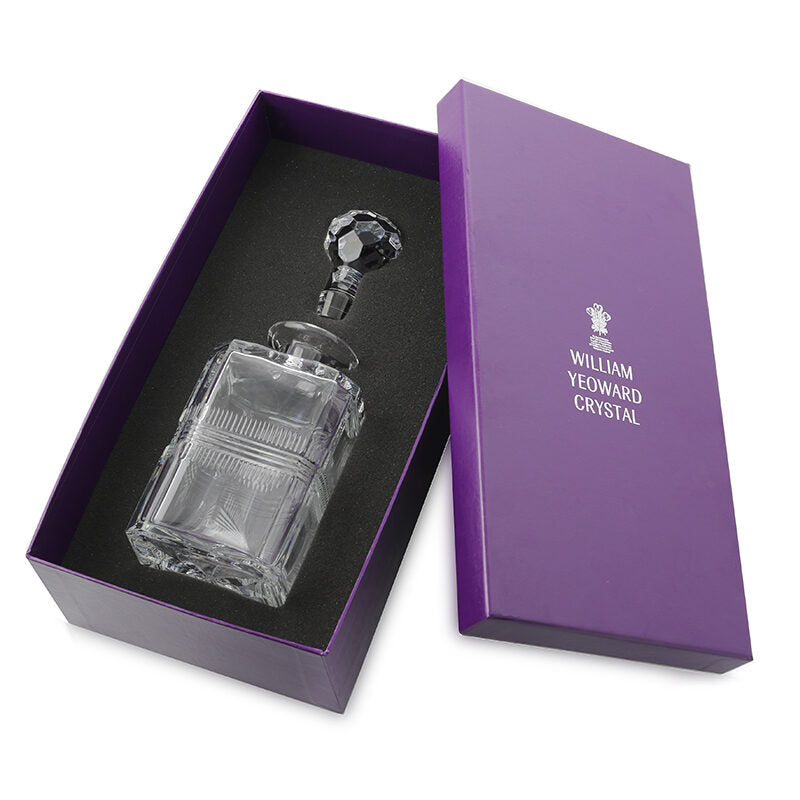 William Yeoward Gemma Gift Boxed Square Decanter, handmade crystal, detail view
