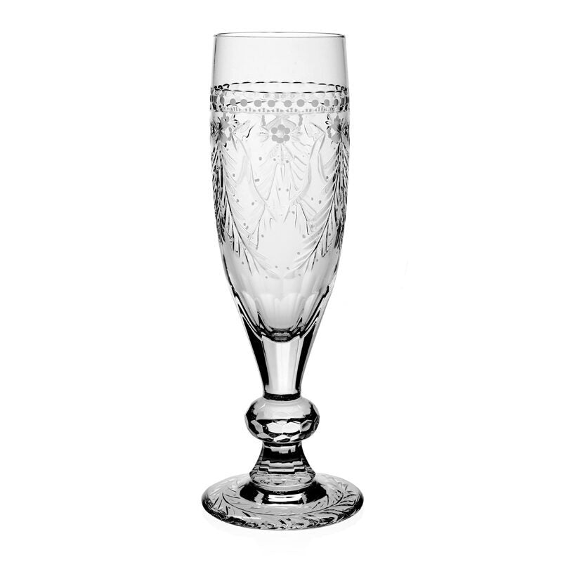 William Yeoward Isabel Champagne Flute, handmade crystal, on a white background