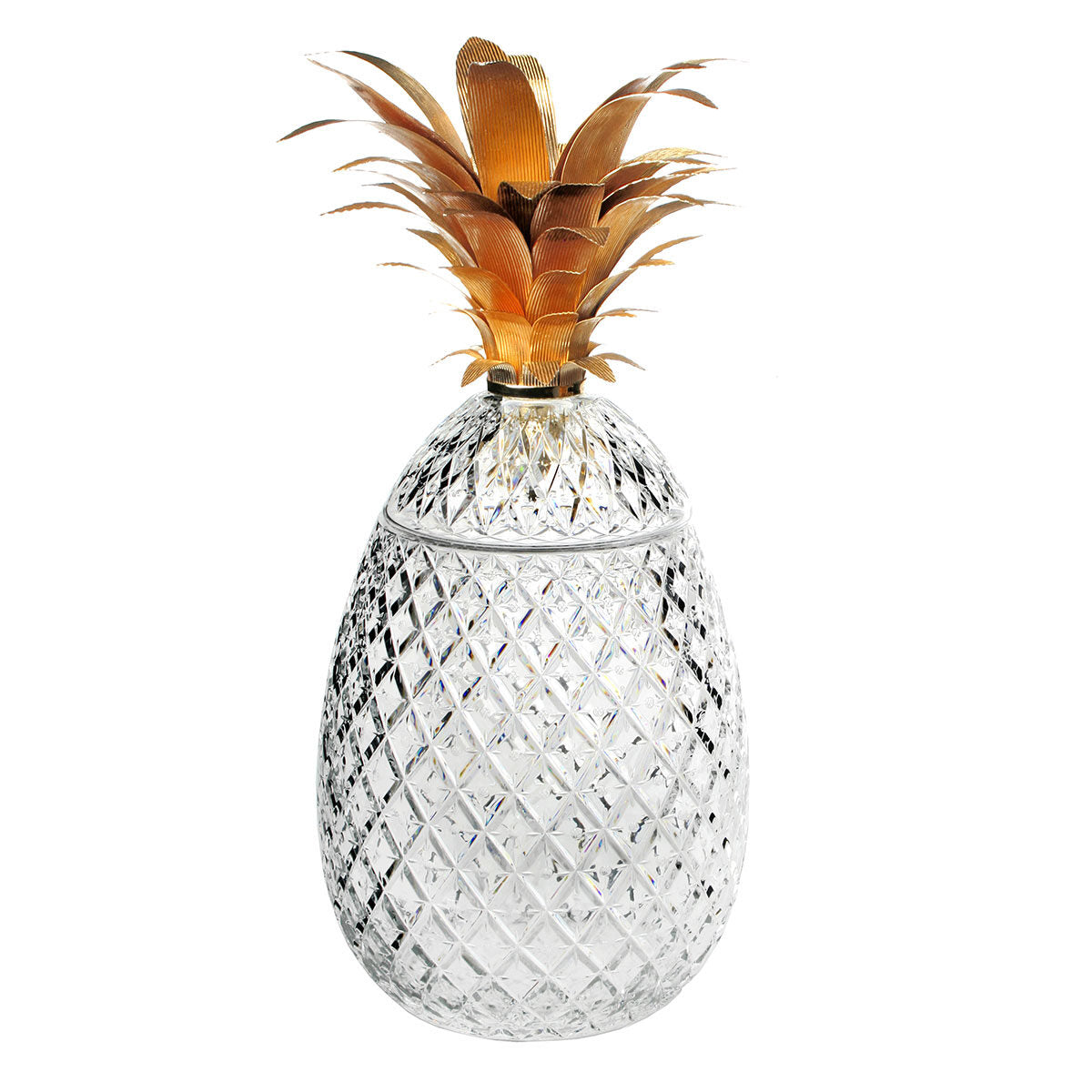 William Yeoward Isadora Pineapple Centrepiece 26" Gold - Limited Edition, handmade crystal, on a white background