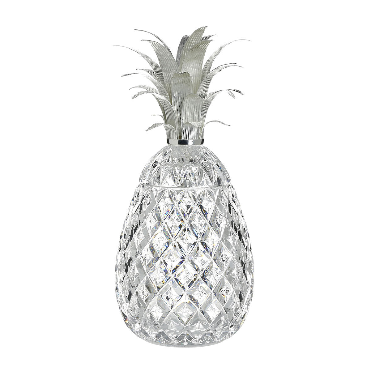 William Yeoward Isadora Pineapple Centrepiece 11" Silver, handmade crystal, on a white background