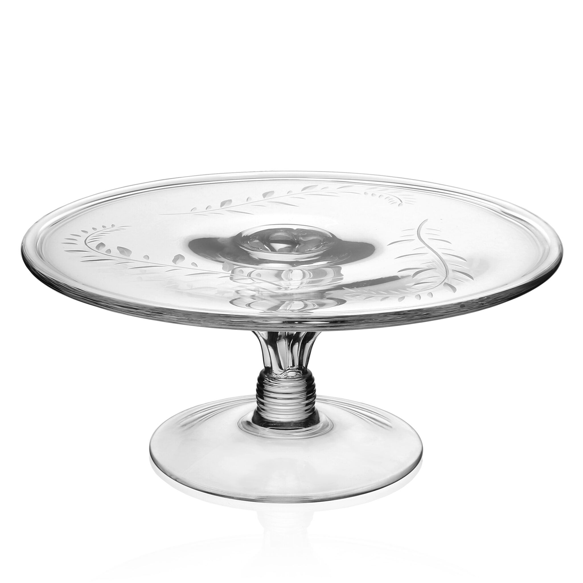 William Yeoward Jasmine Cake Stand, handmade crystal, on a white background