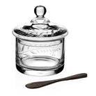 William Yeoward Jasmine Covered Honey with spoon, handmade crystal, on a white background