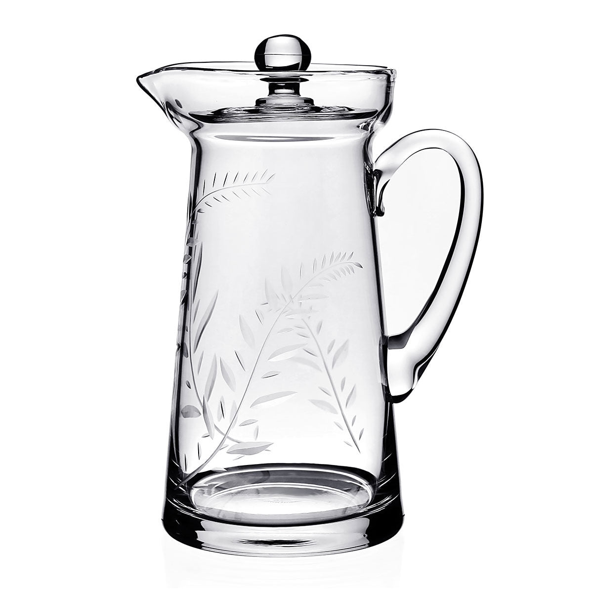 William Yeoward Jasmine Covered Pitcher 2½ Pint, handmade crystal, on a white background