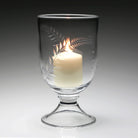 William Yeoward Jasmine Footed Hurricane 11" / 28cm with Candle, handmade crystal, detail view