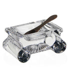 William Yeoward June Salt Dish with Spoon, handmade crystal, on a white background