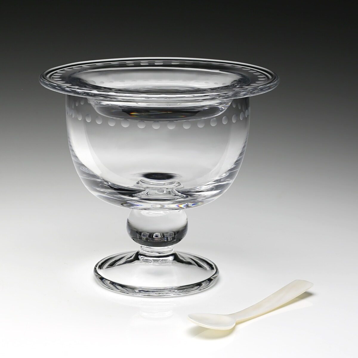 William Yeoward Katerina Caviar Server with Spoon, handmade crystal, detail view