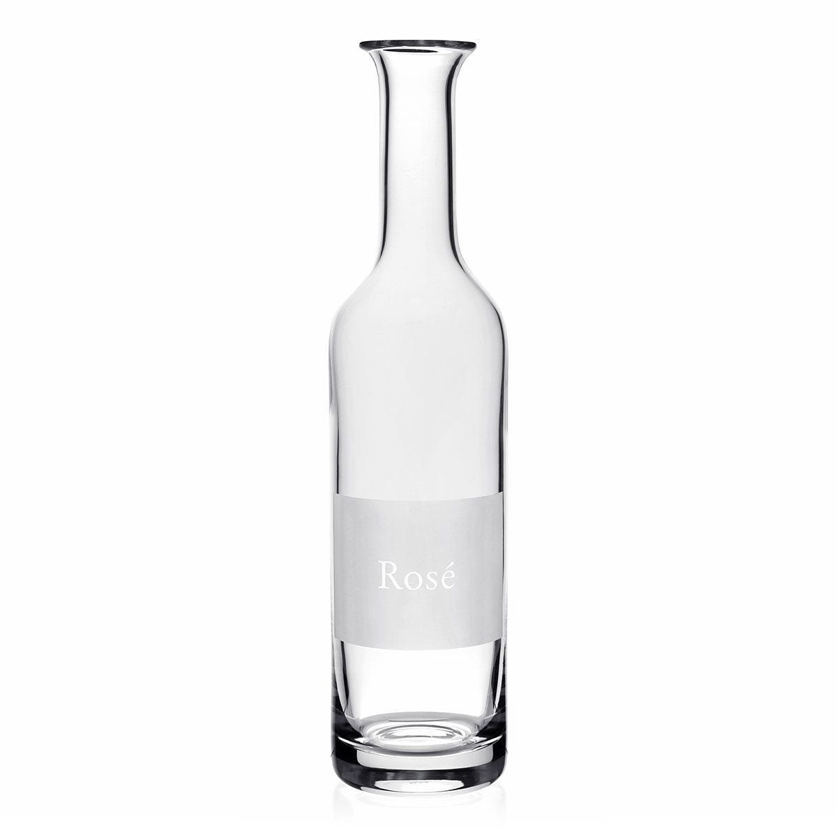 William Yeoward Labelled Wine Carafe 'Rosé', handmade crystal, on a white background