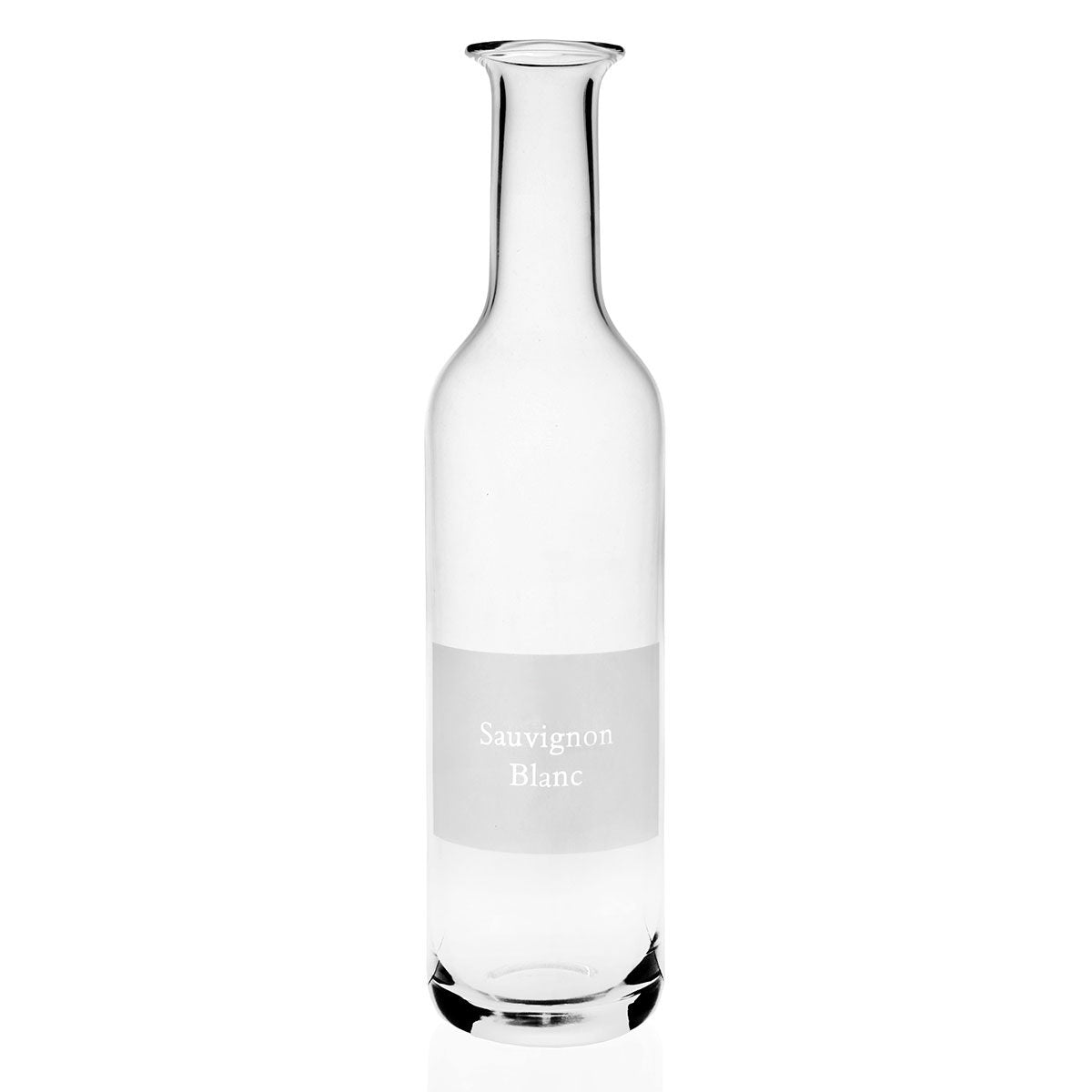 William Yeoward Labelled Wine Carafe 'Sauvignon Blanc', handmade crystal, on a white background