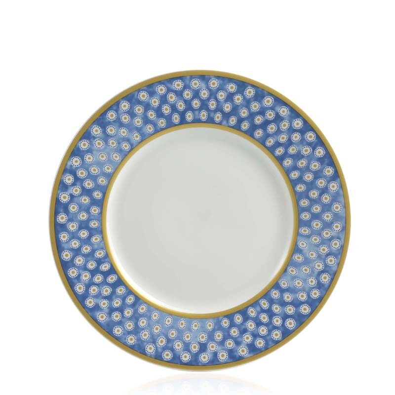 William Yeoward Leckford Dessert Plate Blue in Blue, fine bone china, on a white background
