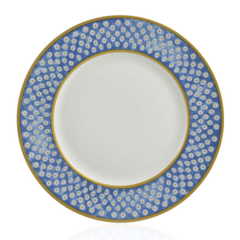 William Yeoward Leckford Dinner Plate Blue in Blue, fine bone china, on a white background
