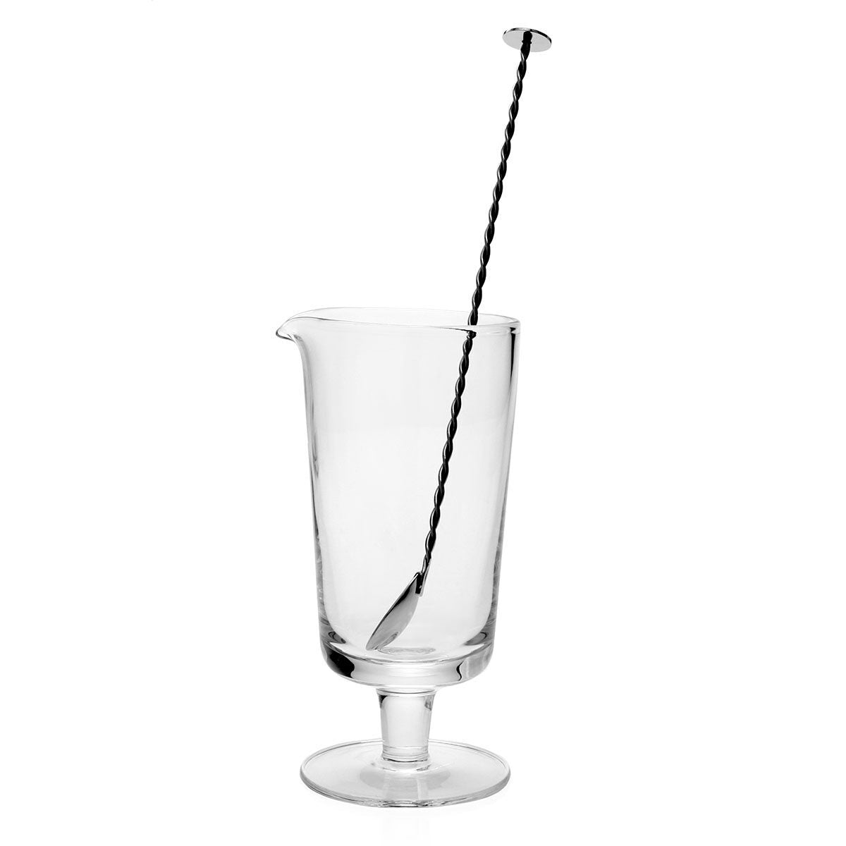 William Yeoward Lillian Footed Cocktail Mixer & Stirrer, handmade crystal, on a white background