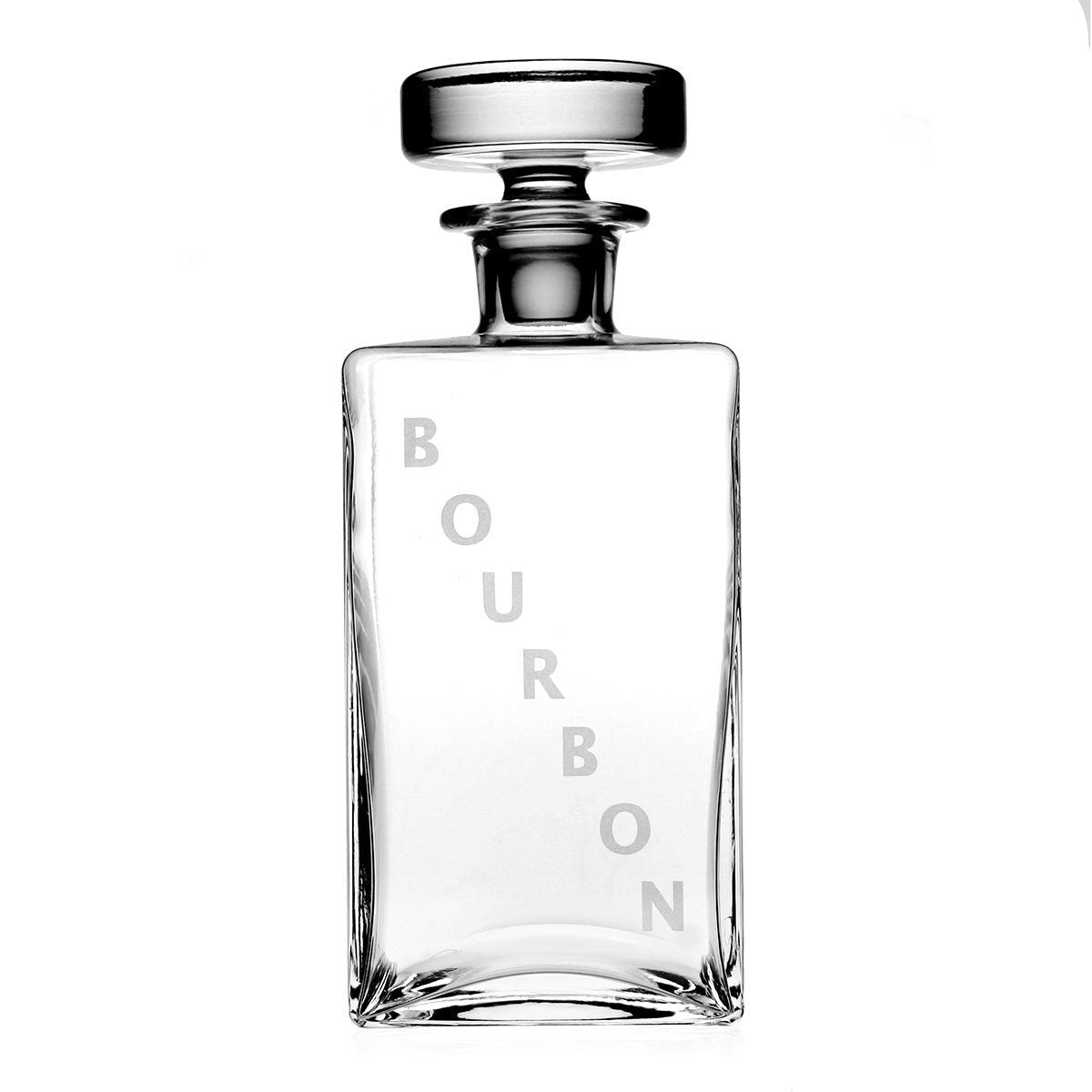 William Yeoward Lillian Square Decanter - BOURBON, handmade crystal, on a white background