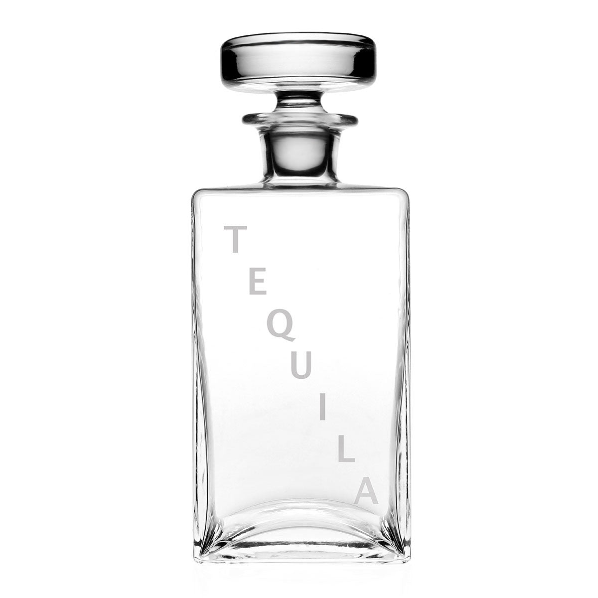 William Yeoward Lillian Square Decanter - TEQUILA, handmade crystal, on a white background