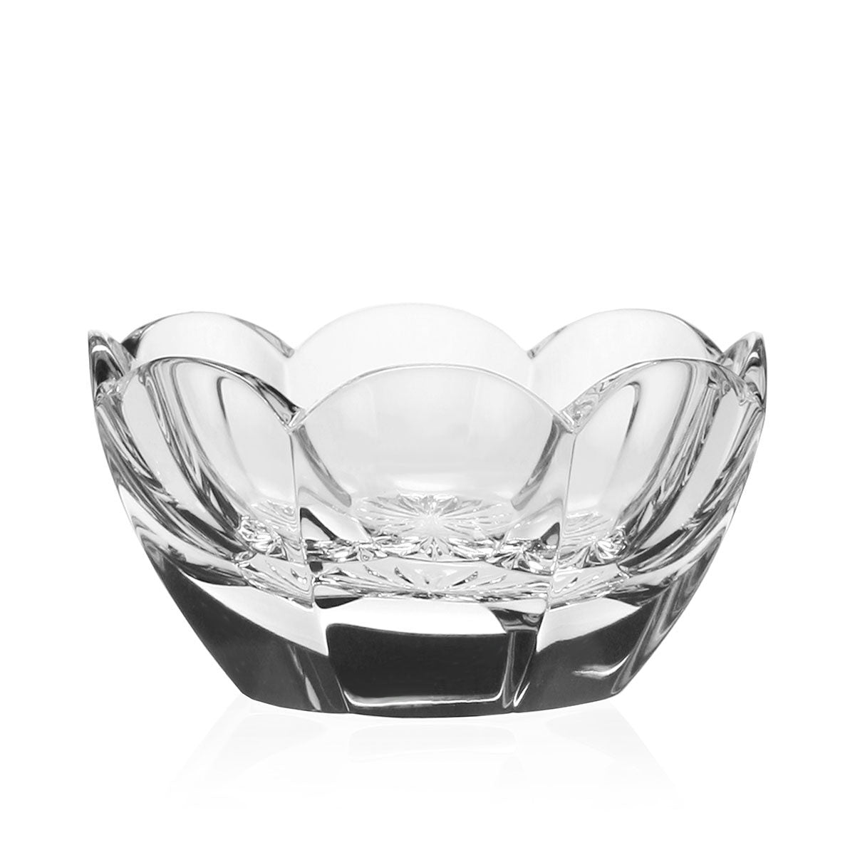 William Yeoward Lottie Salt Dish with Spoon, handmade crystal, on a white background