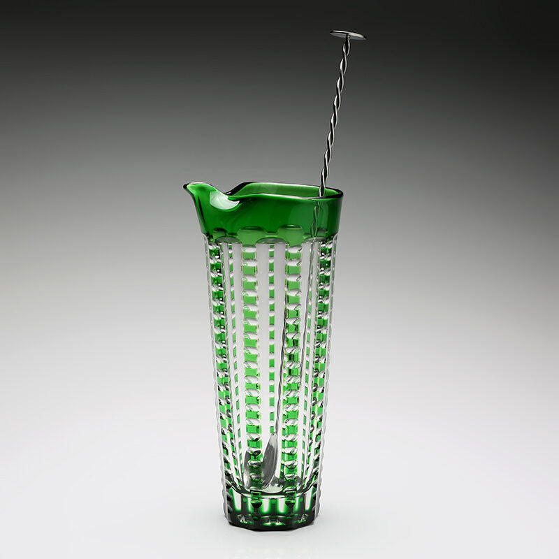 William Yeoward Lulu Emerald Martini Mixer & Stirrer in Emerald, handmade crystal, detail view