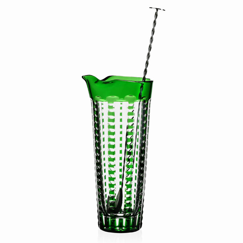 William Yeoward Lulu Emerald Martini Mixer & Stirrer in Emerald, handmade crystal, on a white background