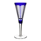 William Yeoward Lulu Sapphire Champagne Flute in Sapphire, handmade crystal, on a white background