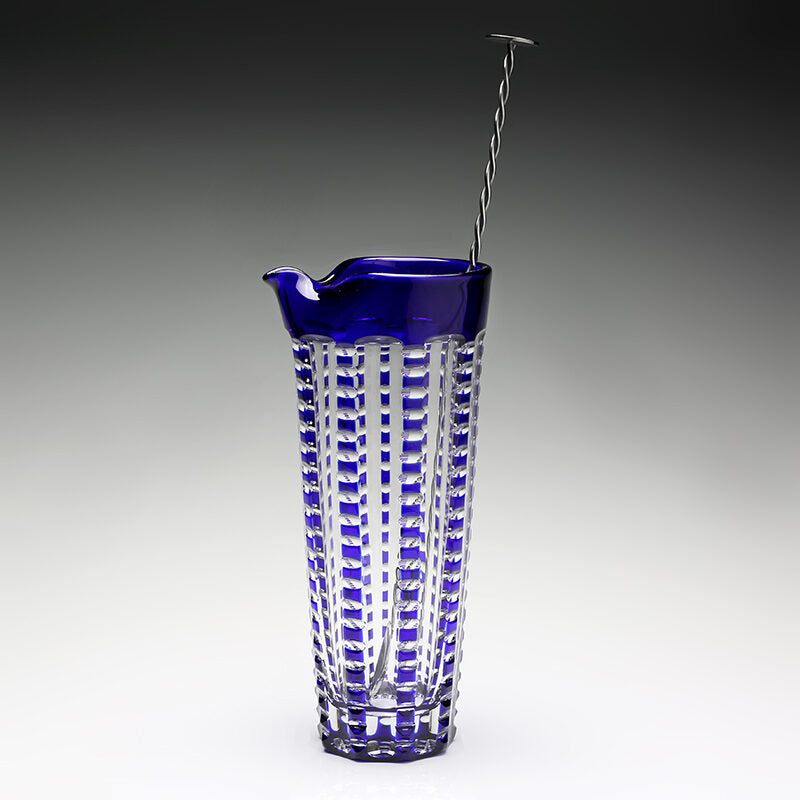 William Yeoward Lulu Sapphire Martini Mixer & Stirrer in Sapphire, handmade crystal, detail view