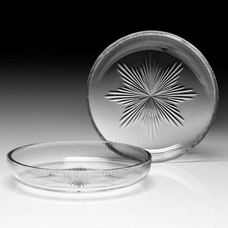 William Yeoward Lyra Nut/Olive Dish 6" / 150mm, handmade crystal, on a white background