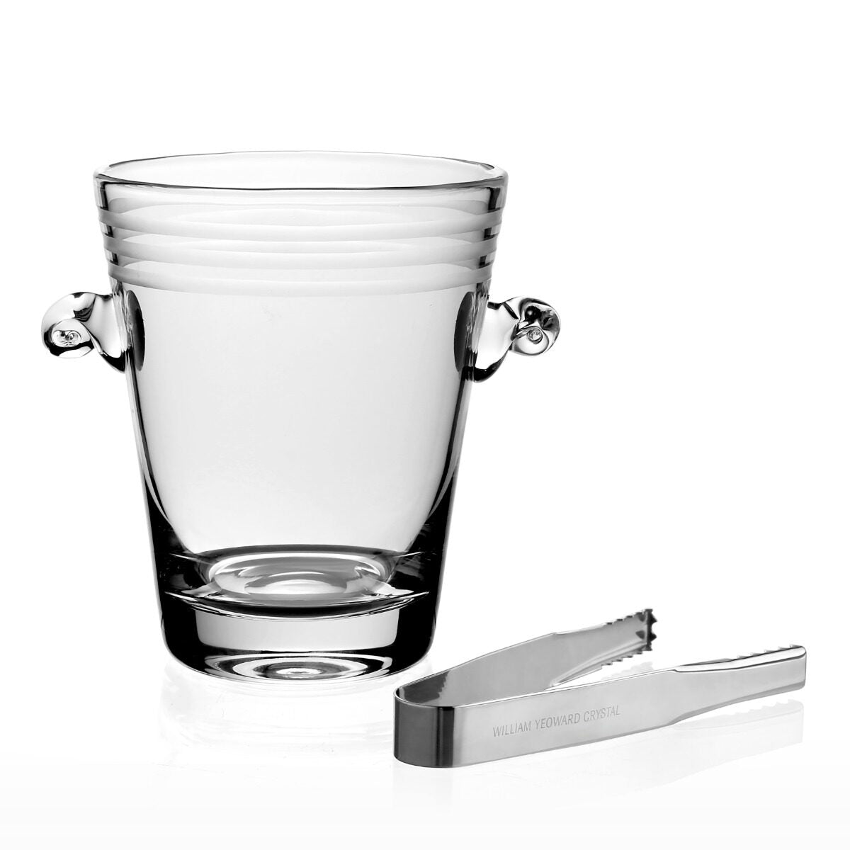 William Yeoward Madison Ice Bucket with Tongs, handmade crystal, detail view
