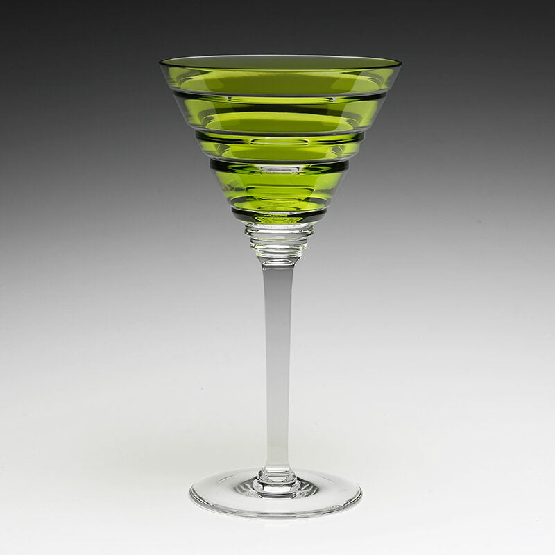 William Yeoward Marina Martini Cocktail Green in Green, handmade crystal, detail view