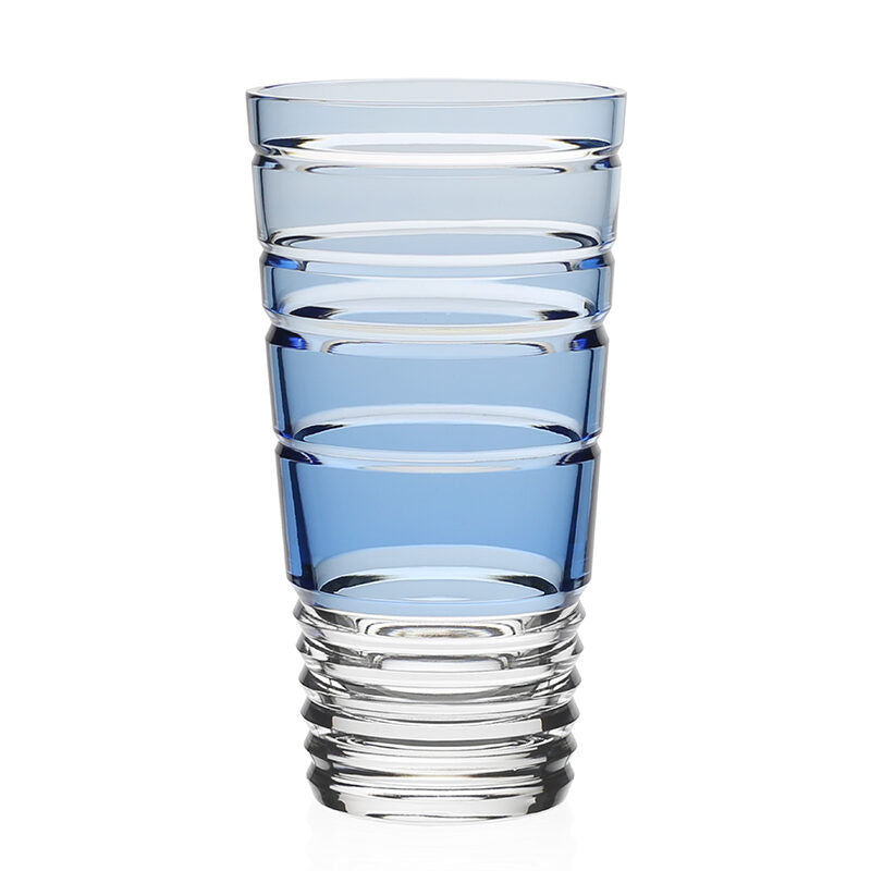 William Yeoward Marina Tumber Highball Blue in Blue, handmade crystal, on a white background