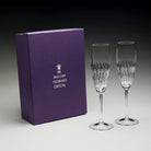 William Yeoward Merle Gift Boxed Pair Champagne Flutes, handmade crystal, detail view