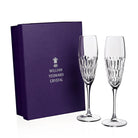 William Yeoward Merle Gift Boxed Pair Champagne Flutes, handmade crystal, on a white background