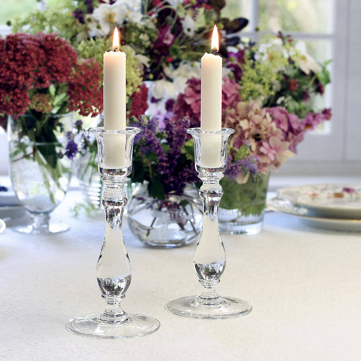 William Yeoward Meryl Pair of Candlesticks 8" / 210mm, handmade crystal, detail view