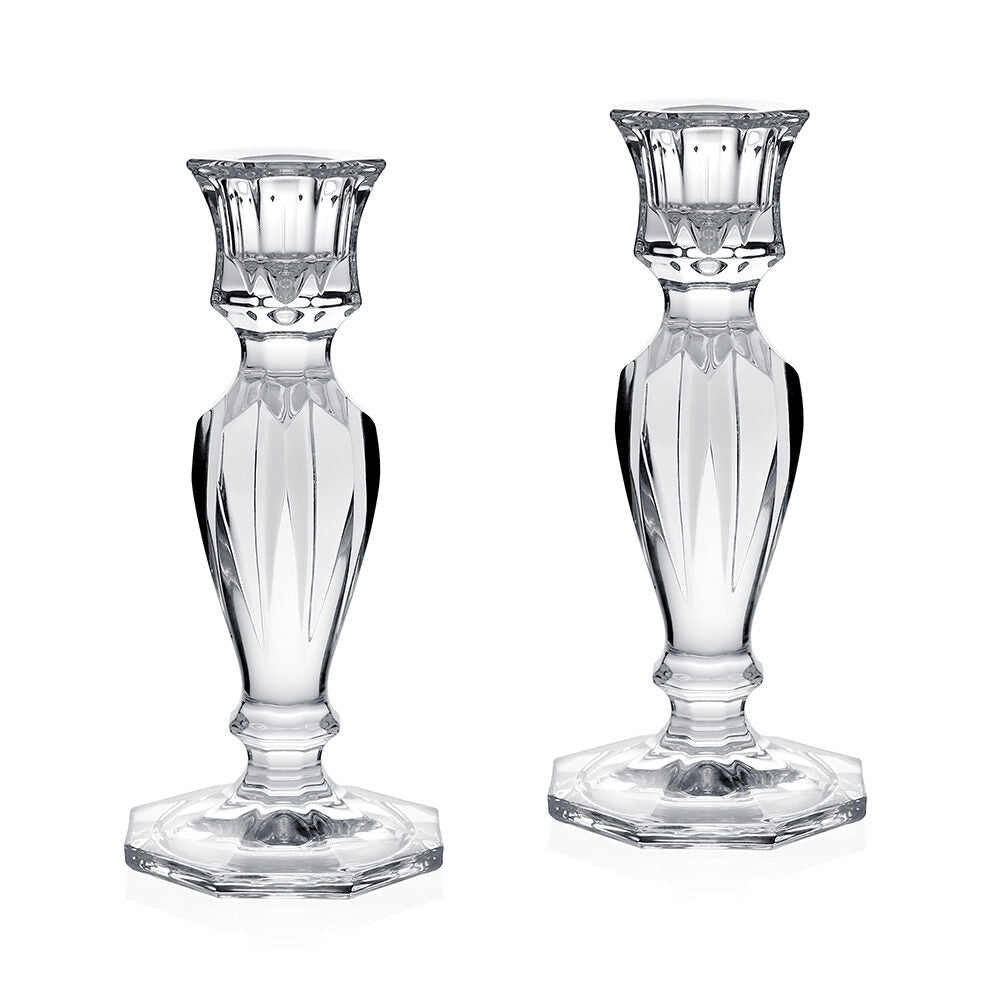 William Yeoward Mimi Pair of Candlesticks 6½" / 163mm, handmade crystal, on a white background