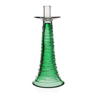 William Yeoward Miranda Candlestick Seaglass Green in Green, handmade crystal, on a white background