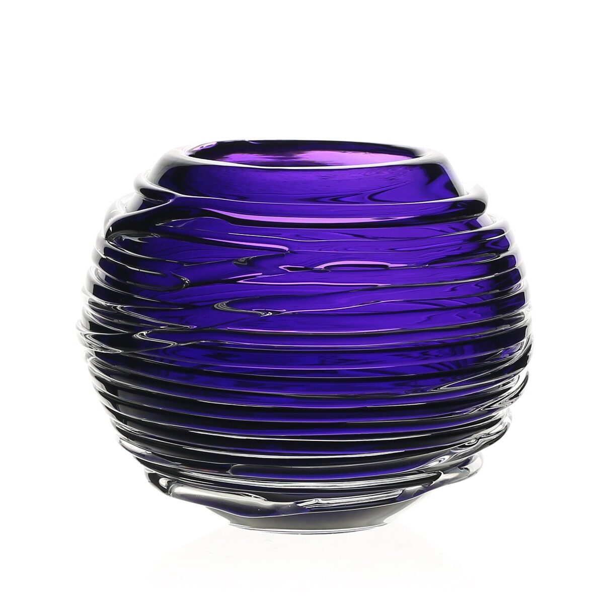 William Yeoward Miranda Globe Vase Amethyst 4" / 10cm in Amethyst, handmade crystal, on a white background