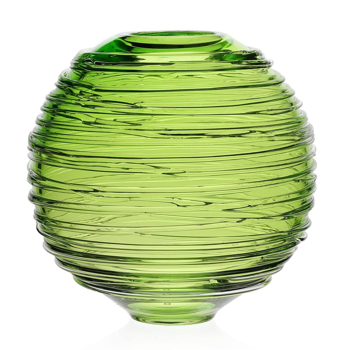 William Yeoward Miranda Globe Vase Citrine 9" / 23cm in Citrine, handmade crystal, on a white background