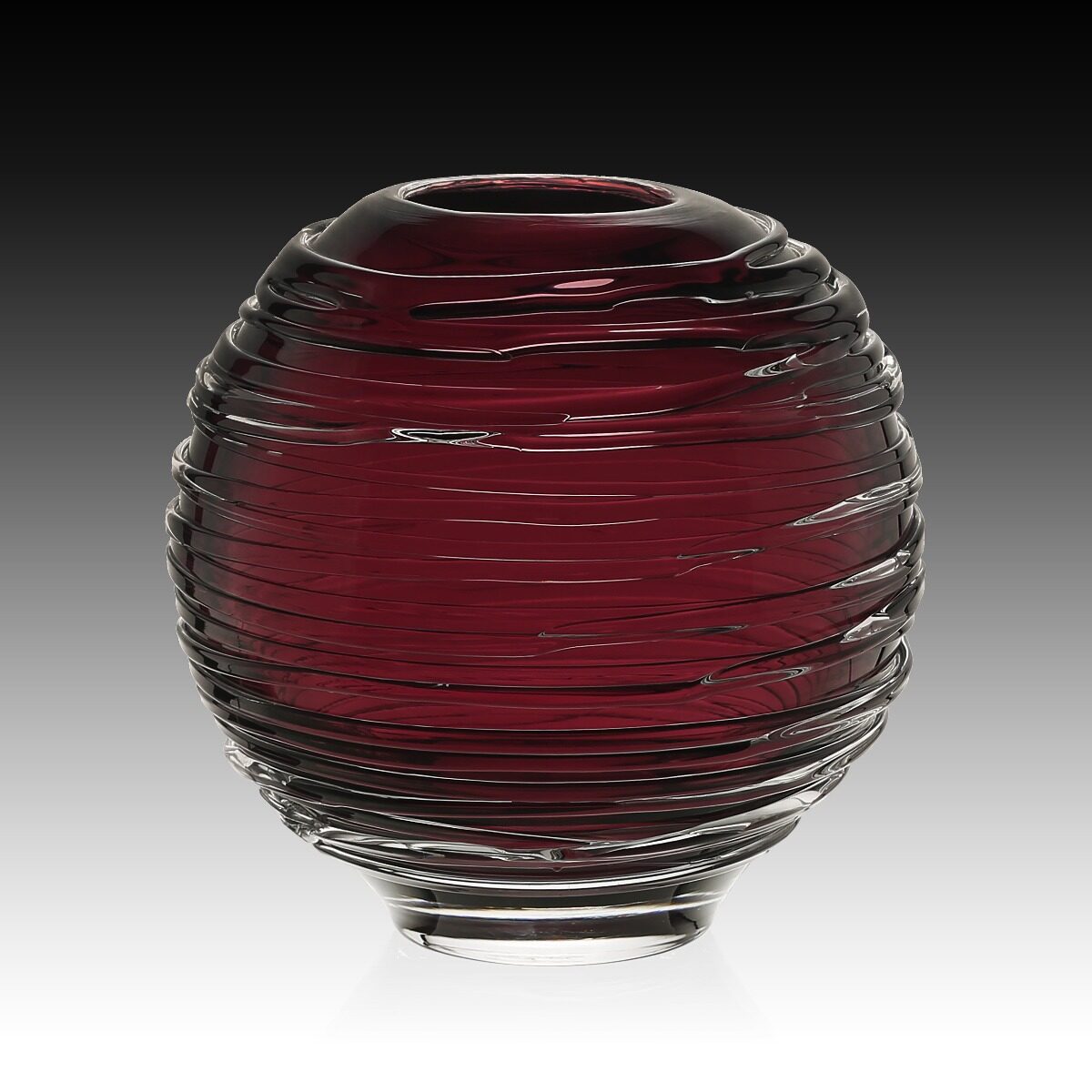 William Yeoward Miranda Globe Vase Heliotrope 6" / 15cm in Amethyst, handmade crystal, detail view