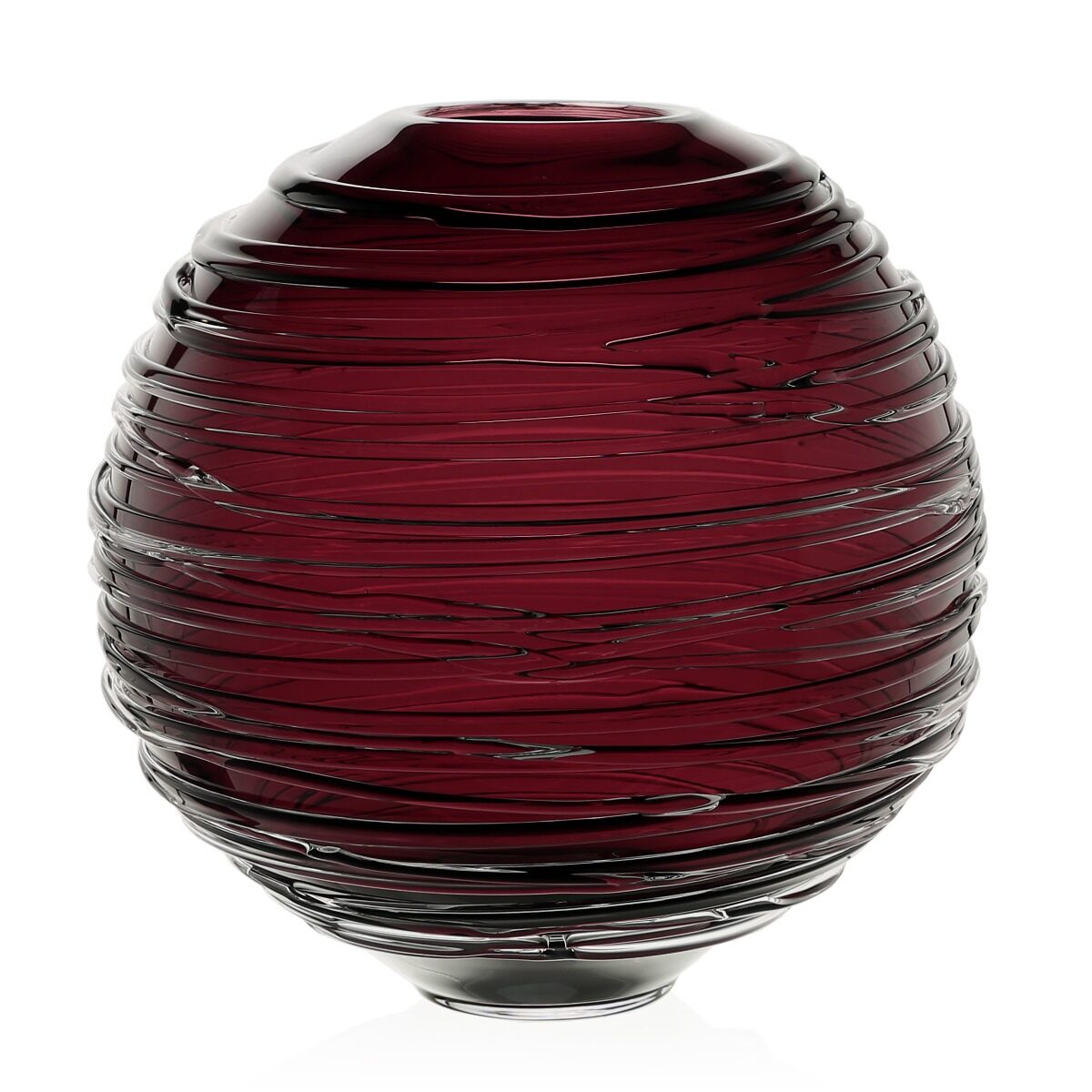 William Yeoward Miranda Globe Vase Heliotrope 9" / 23cm in Amethyst, handmade crystal, on a white background