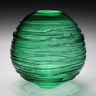 William Yeoward Miranda Globe Vase 11" Seaglass Green in Green, handmade crystal, detail view