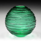 William Yeoward Miranda Globe Vase 9" Seaglass Green in Green, handmade crystal, detail view