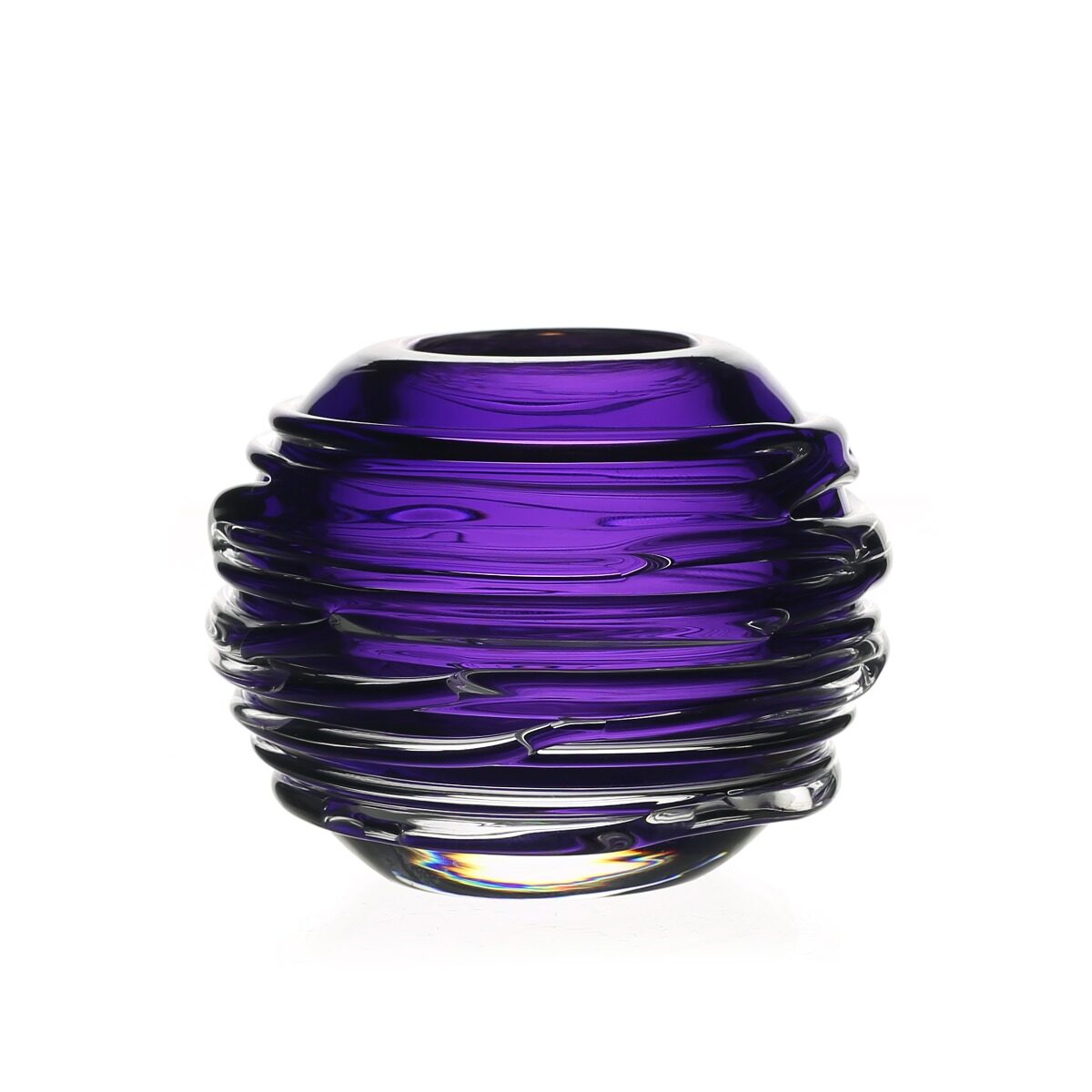 William Yeoward Miranda Mini Globe Vase Amethyst 3"/ 7.5cm in Amethyst, handmade crystal, on a white background
