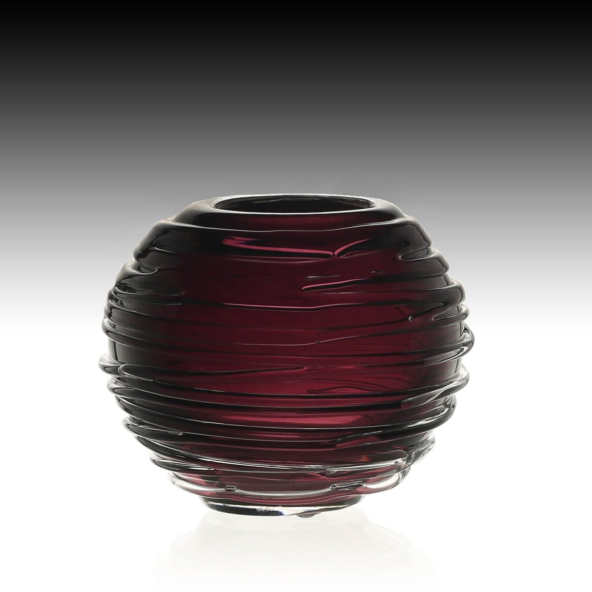 William Yeoward Miranda Mini Globe Vase Heliotrope 3" / 7.5cm in Amethyst, handmade crystal, detail view