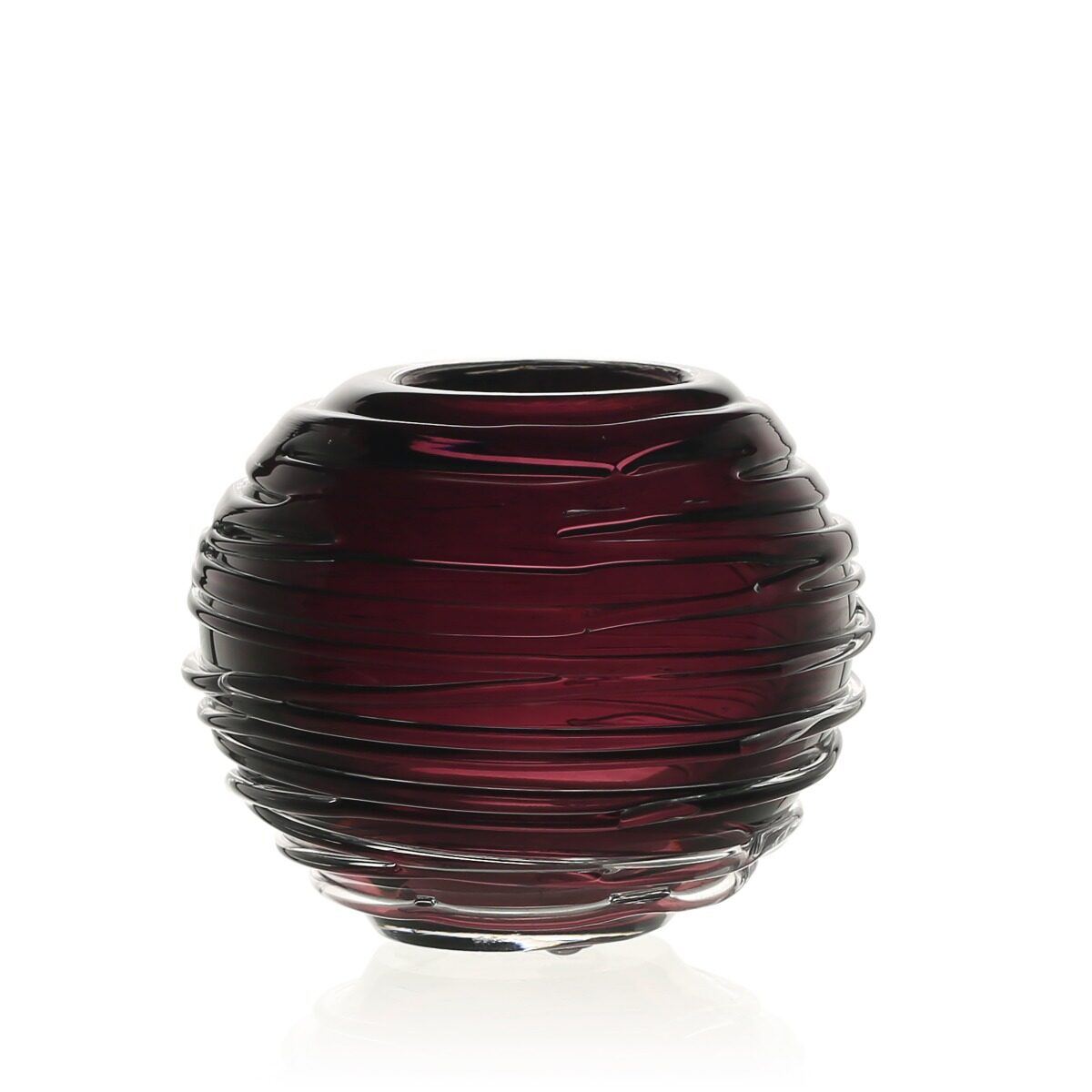 William Yeoward Miranda Mini Globe Vase Heliotrope 3" / 7.5cm in Amethyst, handmade crystal, on a white background