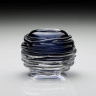 William Yeoward Miranda Mini Globe Vase Steel Blue 3" / 7.5cm in Steel Blue, handmade crystal, detail view