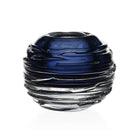 William Yeoward Miranda Mini Globe Vase Steel Blue 3" / 7.5cm in Steel Blue, handmade crystal, on a white background