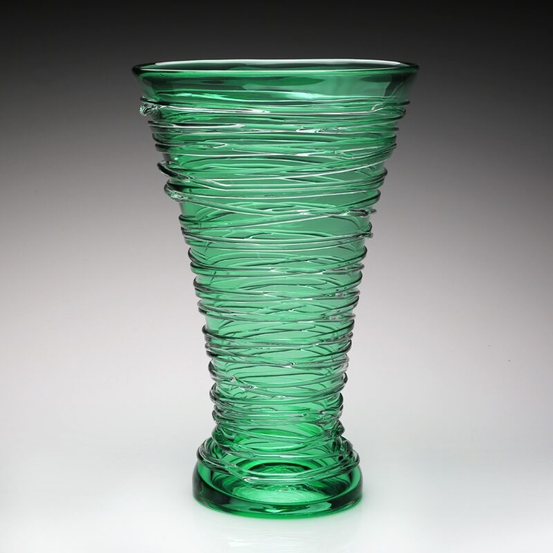 William Yeoward Miranda Vase 14" Seaglass Green in Green, handmade crystal, detail view